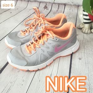 Nike 2013 Revolution Gray with Orange Women Running Shoes size 6